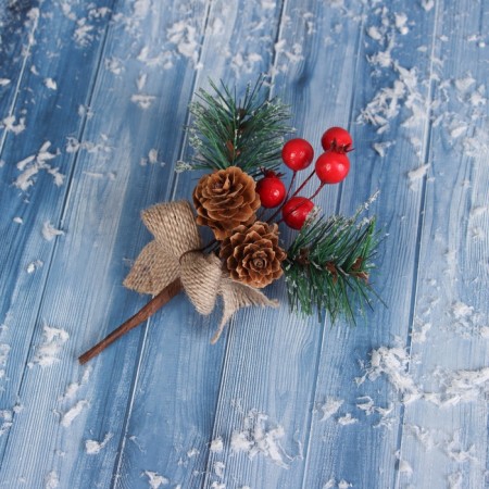Decor "Winter Dreams" Berries Bow, 13 cm-2