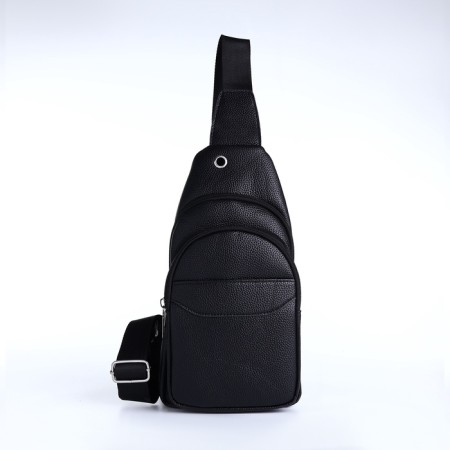 Male sling bag made of artificial leather, black color-2