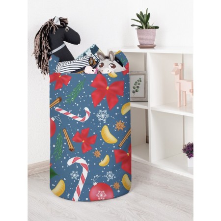 Basket for toys "New Year's pattern with poinsettia, size 40x60 cm