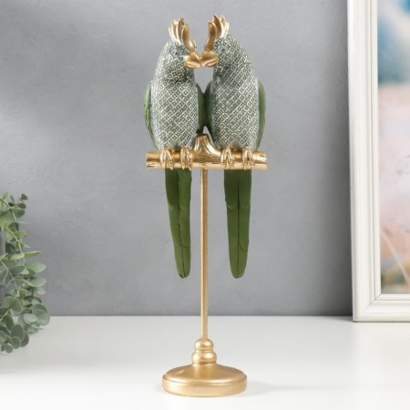 Polystone souvenir "Two green parrots on a bit" 26x10x12 cm
