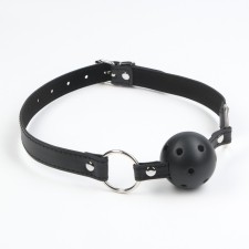 Gag BDSM NOTABU, adjustable belt, ball with holes, PVC, D 45 mm, black