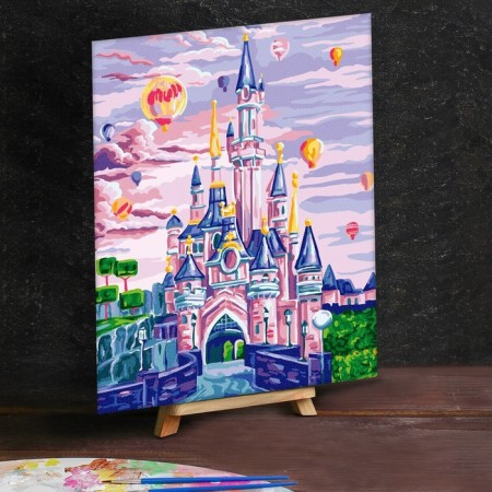 Picture on numbers on a canvas with a subframe "Castle with balloons", 40 x 50 cm-1