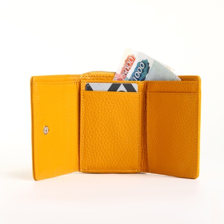 Women's wallet on magnet, yellow color-5