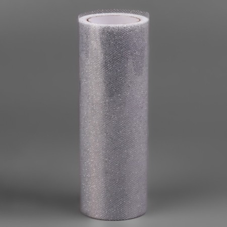 Fatin with glitter, 15 cm, 11 ± 1 g/sq.m, 9 ± 0.5 m, silver color No. 06-2