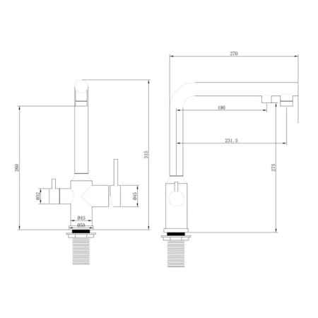 ABBER EMOTION AF8814B kitchen mixer, drinking water output, sliding watering can, black 105618-2