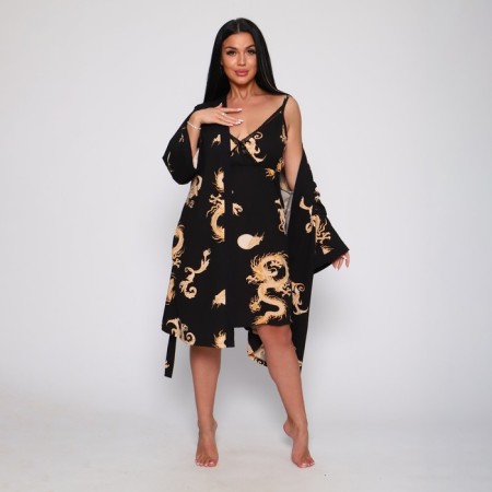 Female set (robe/shirt), black color, size 54-4