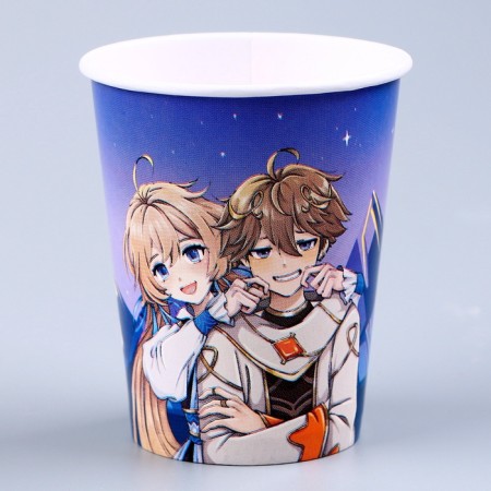 A set of paper dishes is a disposable anime ”: 6 plates, 1 garland, 6 glasses-8