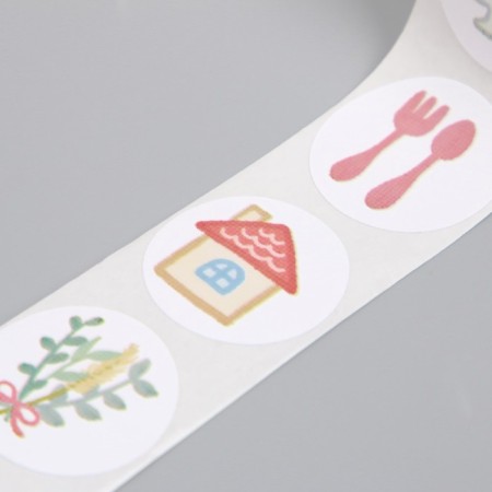 Sticker Paper "Cat in the country" d = 2.5 cm 500 pcs in a roll 3x5.5x5.5 cm-4