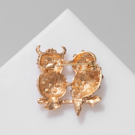Brooch "Owl and Eagle", the color is golden-black in gold-3