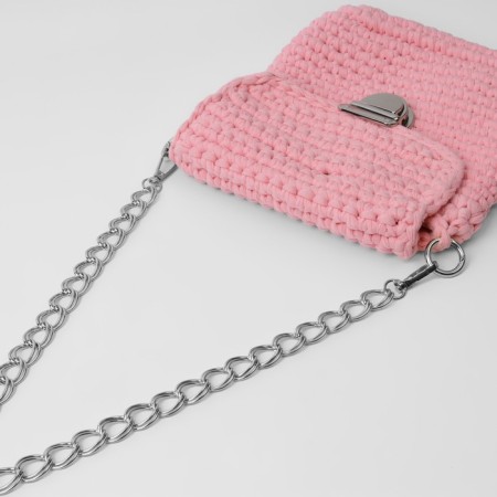 A chain for a bag, with carbines, metal, double, 19 × 14 mm, 60 cm, silver color-2