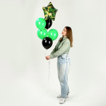 Bouquet from the balls "Star" khaki, latex, foil, set of 6 pcs.-2