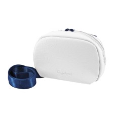 Female bag, artificial leather, white/blue 21x7x14 cm