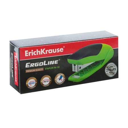 Stapler Erichkrause Ergoline No. 10, up to 15 sheets, built-in anti-stepler, rubber anti-slip insert, bright salad-5