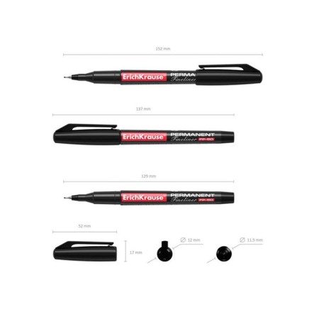 Marker - permanent Erichkrause FP -50, 0.6 mm, alcohol -based ink, light -resistant and waterproof, for any surfaces, black-6