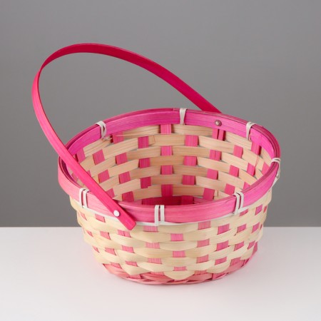Wicker basket, 21 x 21 x 10/24 cm, bamboo, pink-1