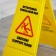 The sign "Caution! Slippery floor ", 61 × 30 cm, plastic, yellow color