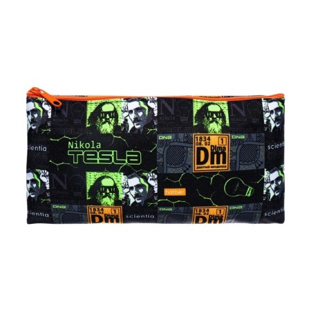 Penal soft, 1 department, 110 x 205 mm, flat, Hatber "Modern Science" Black/Orange NPK_63176-1