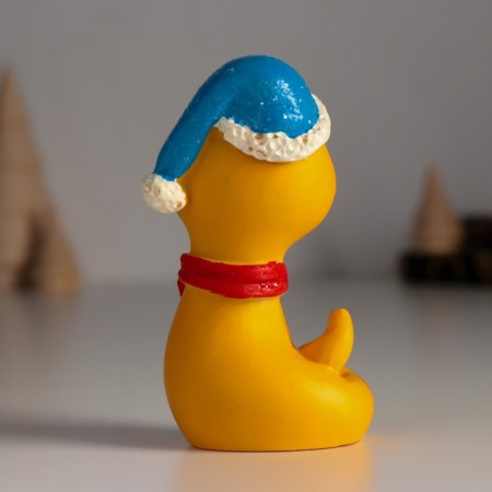 Polystone souvenir "Yellow snake in a blue hat and red bow" 5x4x9 cm-4