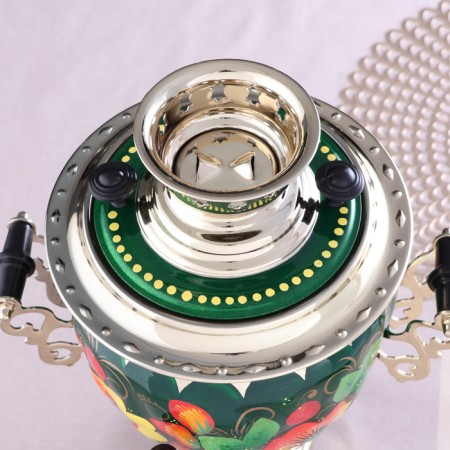 The set "Poppies on the Green", a stoker, 3 objects, a samovar 3 l, a teapot 0.7 l, tray-5