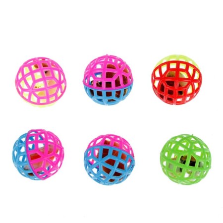 A toy for cats "Mesh ball with a bell and fur" zoonik, mix-1