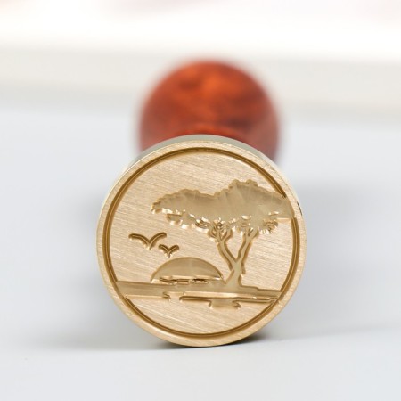 Printing for wax with a wooden handle "Sunset in Africa" ​​9x2.5x2.5 cm-1