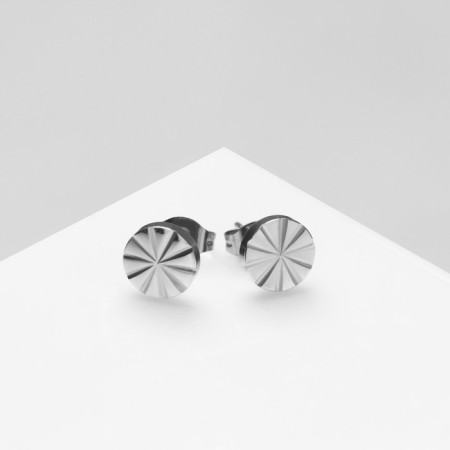 Earrings "Pusets" steel, lines, color silver-1