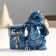 Souvenir Ceramics stand for d/toothpicks "Dracos with gifts" blue-gold 4x6.5x7 cm