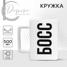 Ceramic boss mug, 500 ml, white color