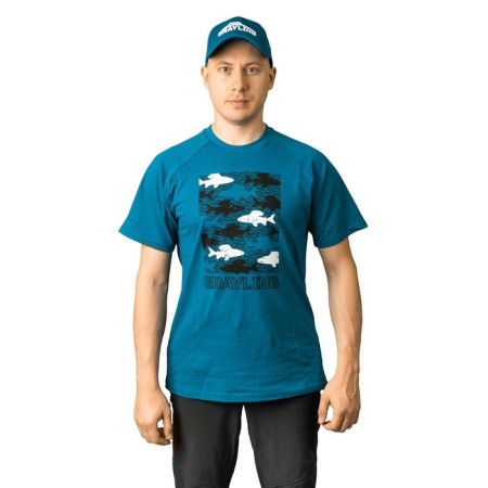 Grayling Fishes T -shirt, blue color, cotton fabric, size XL