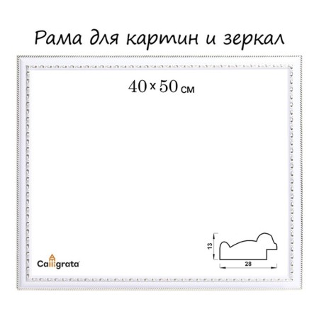 Frame for paintings (mirrors) 40 x 50 x 2.8 cm, plastic, calligrata 644861, white/gold