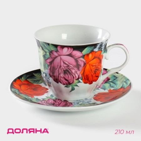 Tea couple ceramic shares "painting", a cup 210 ml, a saucer d = 14 cm