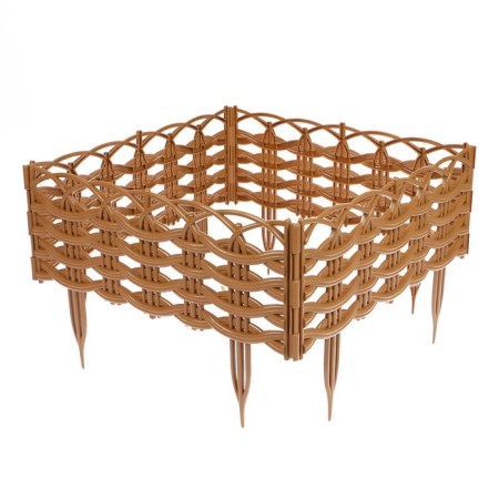 Decorative fence, 25 × 300 cm, 8 sections, plastic, beige, "Ivushka"-8
