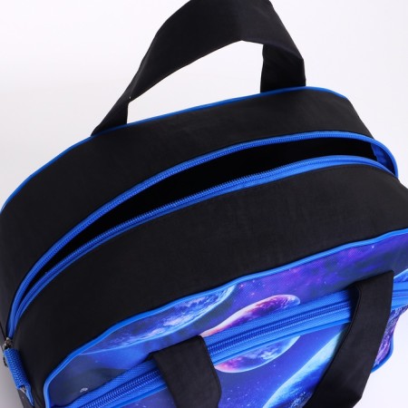 Small suitcase with a bag, 20 ", on a zipper, with an extension, the color is blue-11