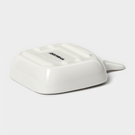 Ceramic sauce with the handle of the frying pan, 50 ml, 10.5 × 7.2 cm, white color-4