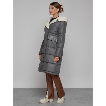 Coat insulated winter female, size 52, dark gray color-1