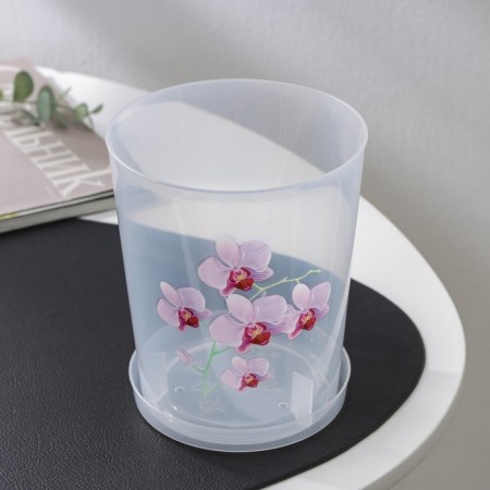 Pot for orchids with a pallet, 1.2 l, color mix-1