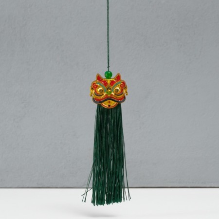 Textile suspension, plastic "Chinese lion" Green 2x4x14 cm