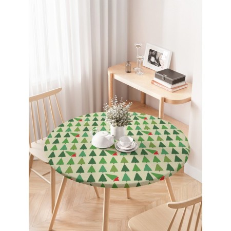 The tablecloth “stole a Christmas tree”, round, oxford, elastic band, size 120x120 cm, diameter 75-100 cm-2