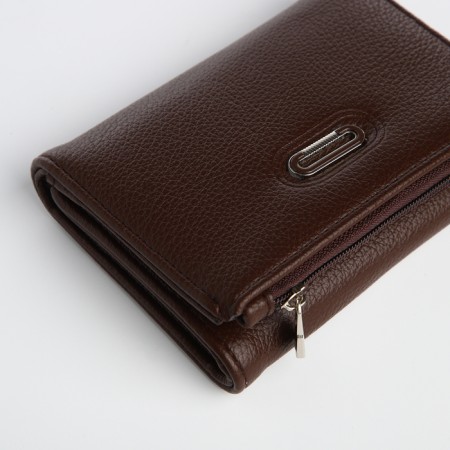 Women's wallet on a magnet, brown color-2