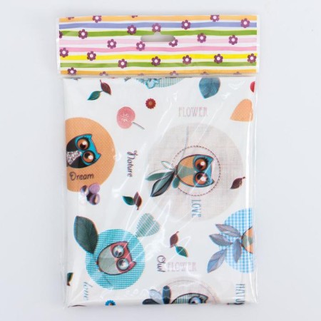 Oilcloth 50*70 cm., Art. 0051, with a pattern "Owls", without a edging, color mix-2