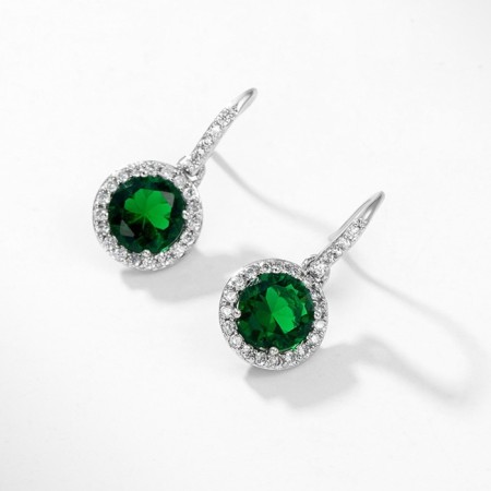 Earrings with rhinestones Xuping Circle, white-green color in silver-3