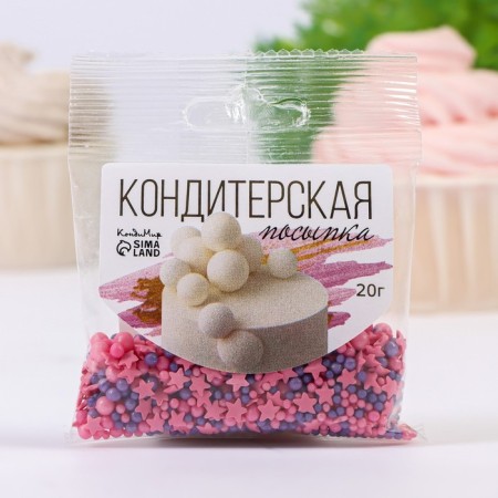 Sprinking confectionery with a soft center, (pink, blue), 20 g-1