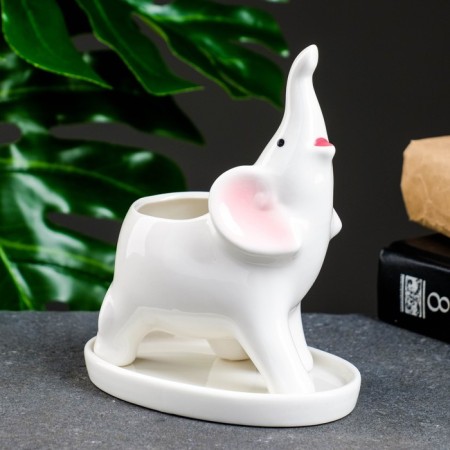 Pot "Elephant Gideon" White, 14.5x7.5x12cm-1