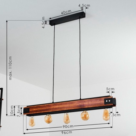 Suspension Layham, 5x60W E27-5
