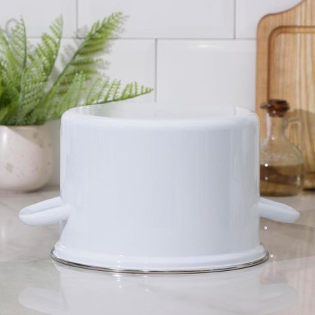 A pan without a decolle, 4.5 l, enameled cover, induction, white color-2