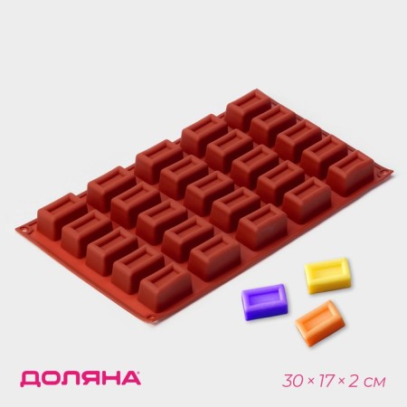 The baking uniform “Sweets. Baton”, silicone, 30 × 17 × 2 cm (4 × 2.3 × 2 cm), 25 cells, brown color