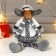 Interior doll "Losik in a white fur coat and cap" 34 cm