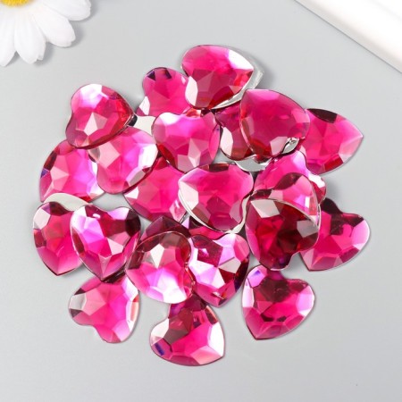 Decor for creativity Plastic "Rhinestones Heart. Fuchsia" set of 30 pcs 2.5x2.5 cm-2