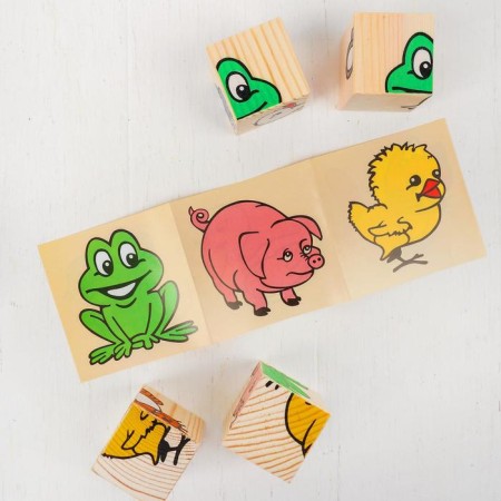 Wooden cubes "Animals" 4 elements, volume-5