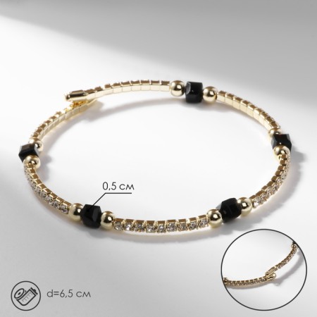 Bracelet with rhinestones "Noel" cubes, white-black color in gold